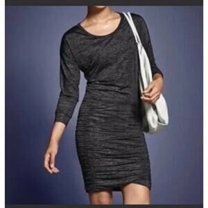 ATHLETA Long Sleeve Tulip Dress Women's Size Small Heather Black Ruched Sides